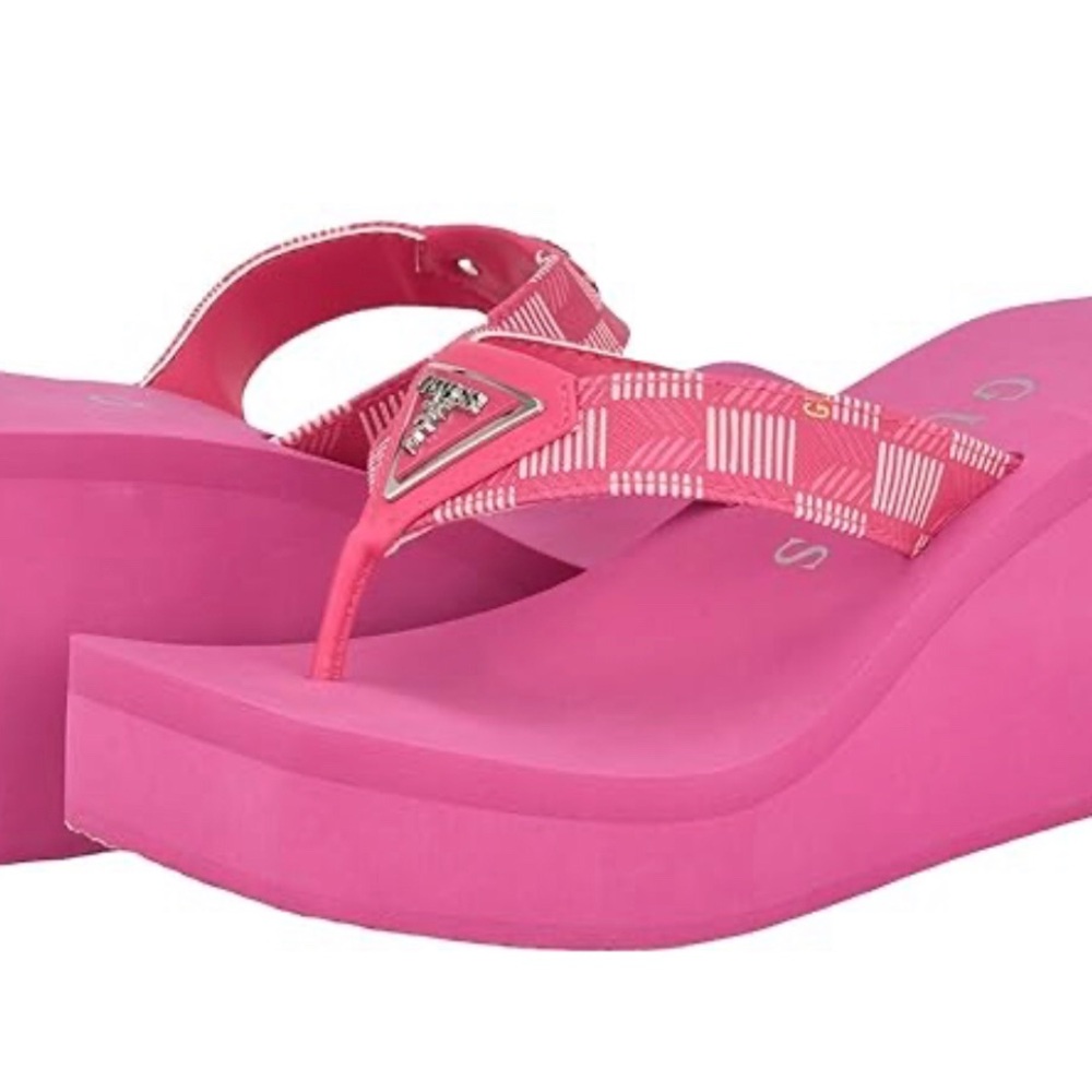 Guess Pink Checkered Sandals